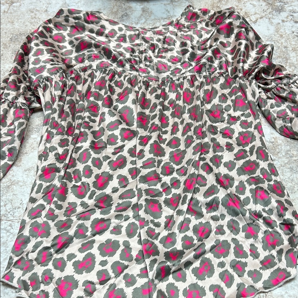 Crazy Train Pink and Brown Leopard Blouse - Picture 4 of 4
